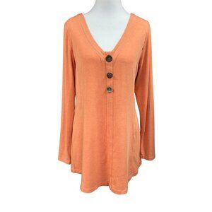 Soft Surroundings Coral Maddalena Tunic Top Decorative Button Sz M